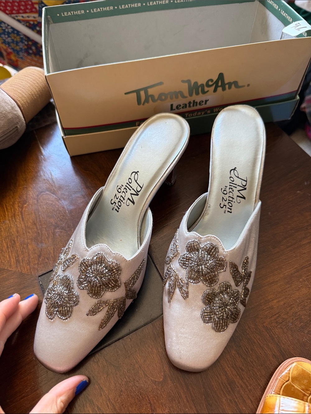 Vintage Silver Beaded Floral Cinderella Heels